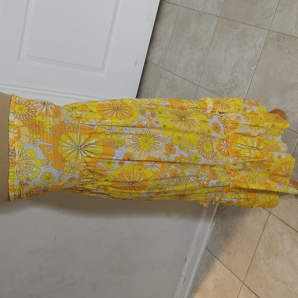 Julie Brown Hampton Floral Print Ruffle Hem Strapless Smocked Dress - Picture 2 of 7